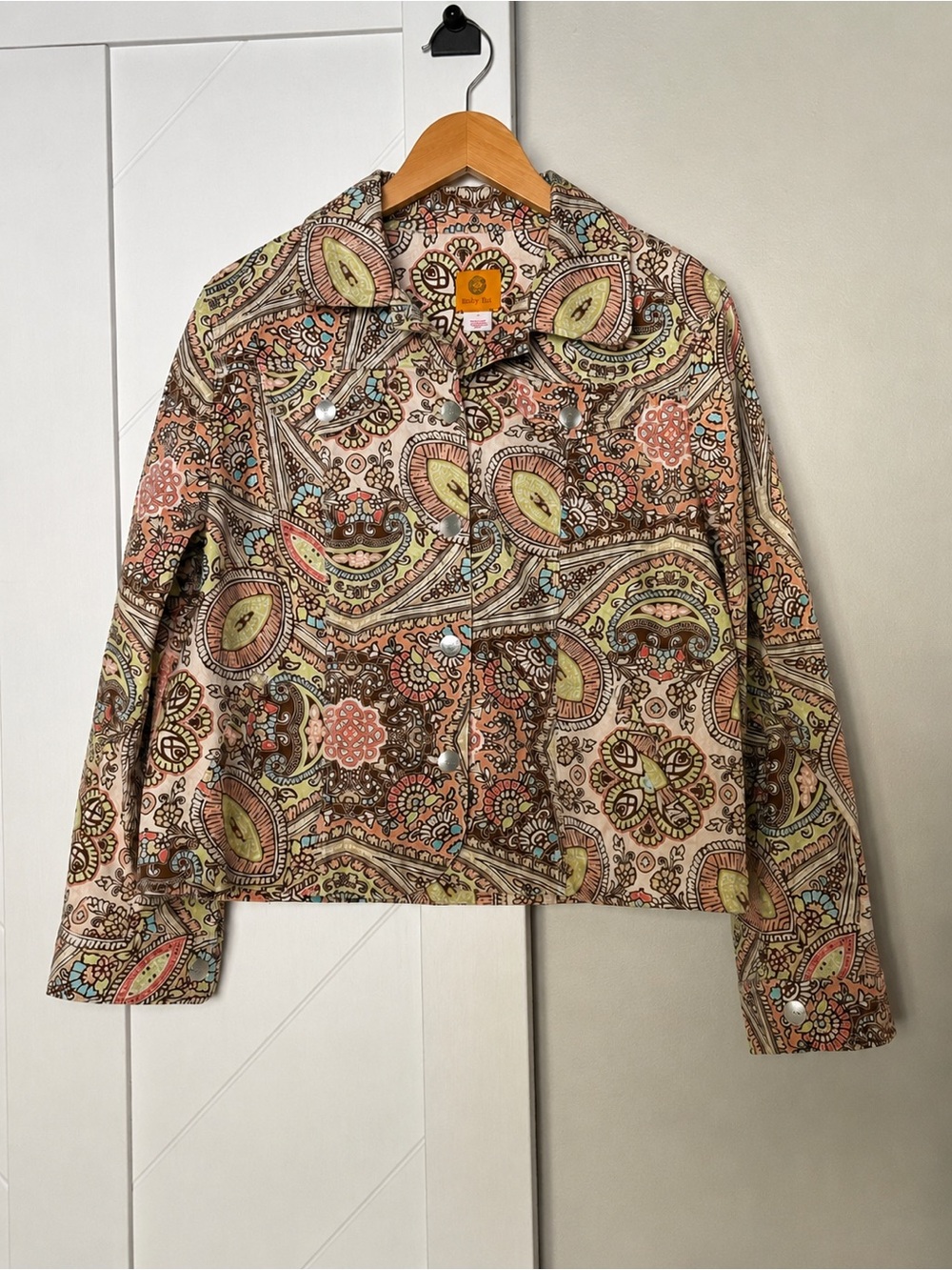 Ruby Rd. Paisley Print Cotton Button Front Jacket Size 16